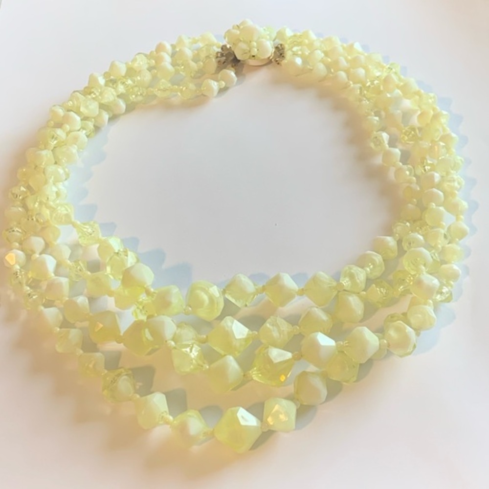Gorgeous vintage early Hong Kong triple strand necklace